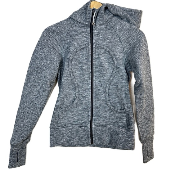 Lululemon Scuba Hoodie Deep Coal Silver Spoon Slub Salt‎ & Pepper Women’s Sz 4 - Picture 1 of 4